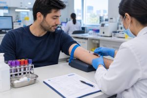 Calm Blood Draw in Modern Laboratory