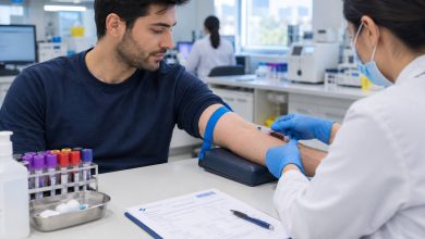 Calm Blood Draw in Modern Laboratory